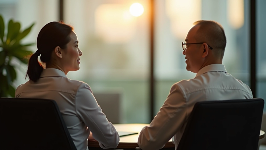 One-on-one coaching session between a professional coach and individual in a focused, supportive setting